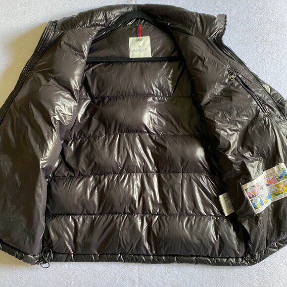 Moncler Maya Puffer Jacket Men's 5 Black Shiny Glossy Down Coat - Picture 10 of 16